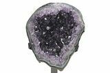 Dark-Purple Amethyst Geode Section With Metal Stand #233933-1